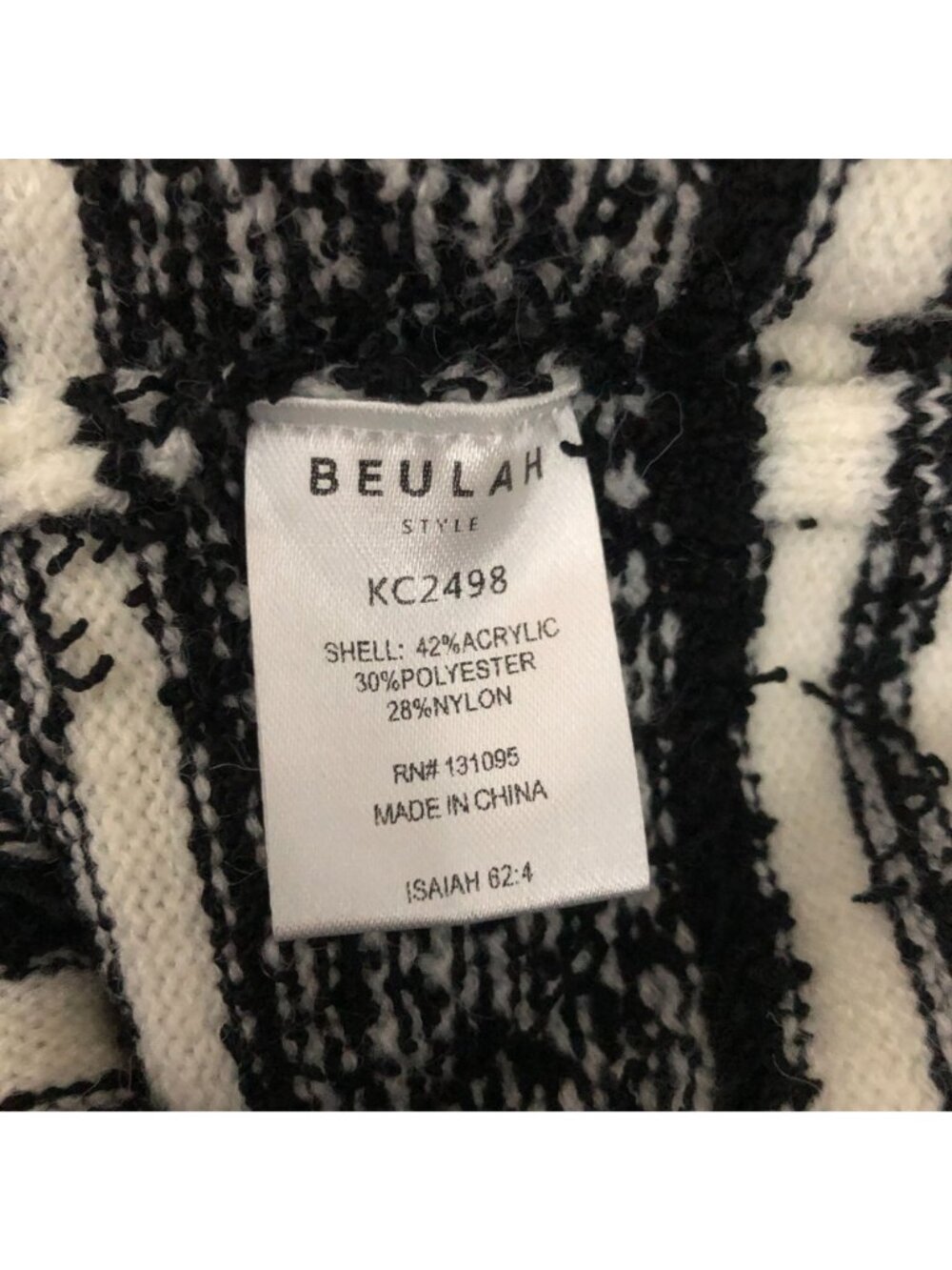 Beulah Striped Textured Black White Square Shoulder Pullover Sweater All Size - Picture 4 of 5
